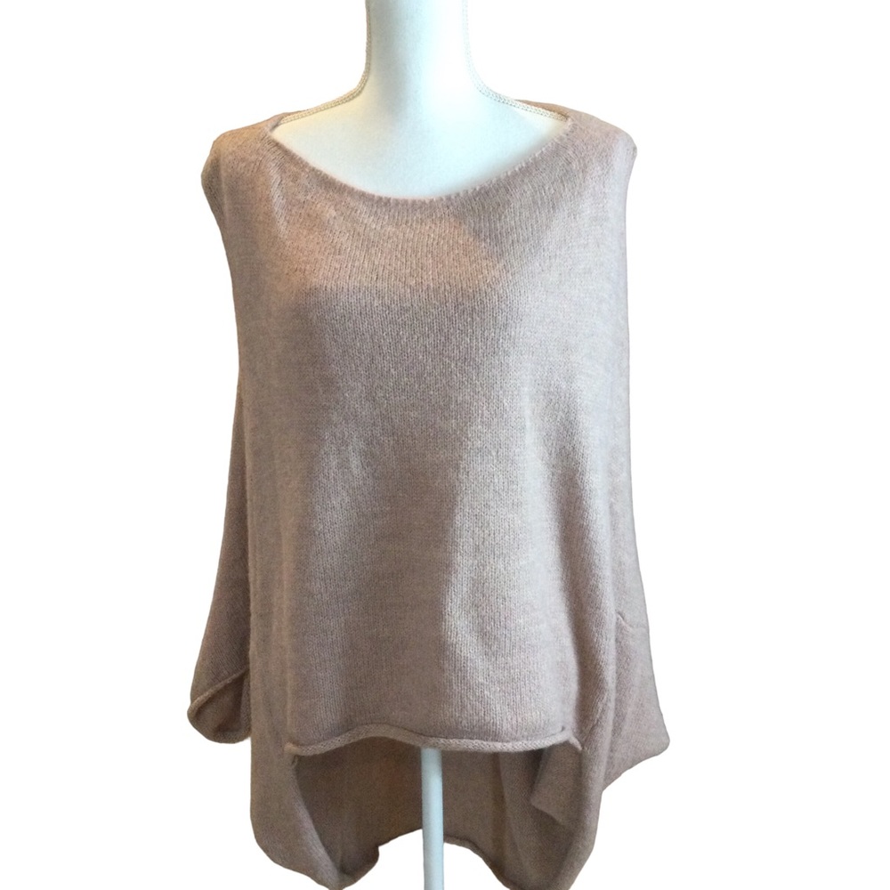 Made In Italy Wool Blend Poncho Sweater
